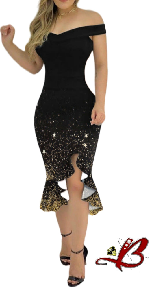 "Stardust" Irregular Ruffled Dress