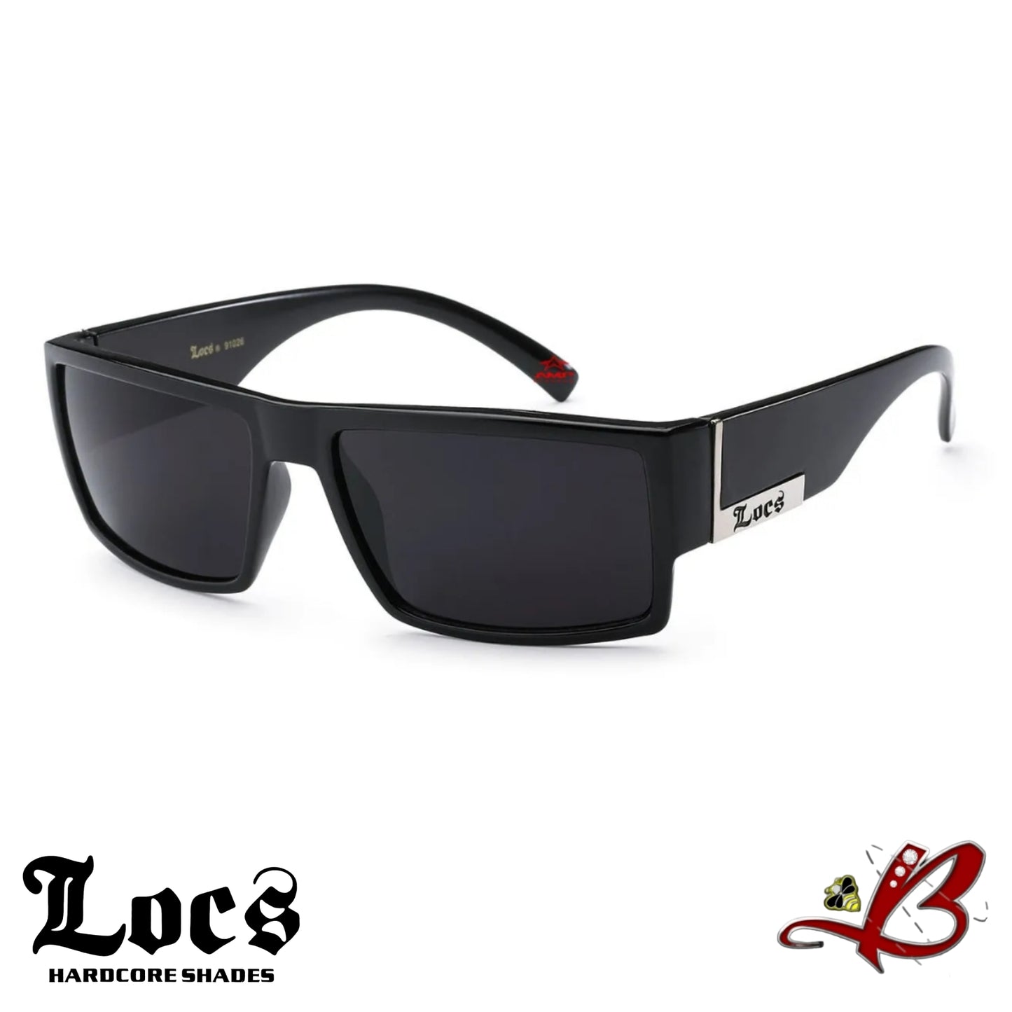 Locs OG Square Gangster Lowrider Sunglasses Street Smoke Black Frame Dark Lens Silver Accent Shades