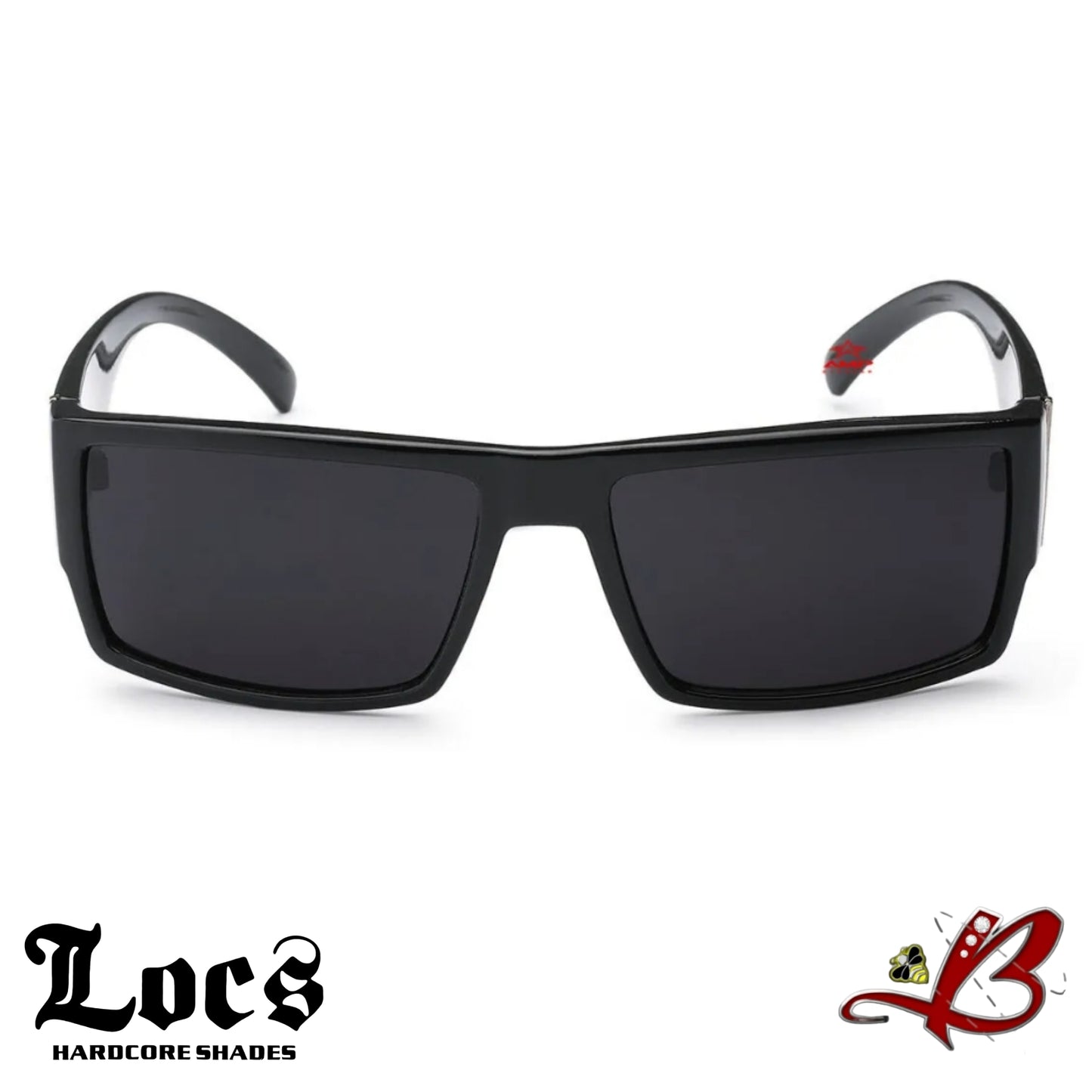 Locs OG Square Gangster Lowrider Sunglasses Street Smoke Black Frame Dark Lens Silver Accent Shades