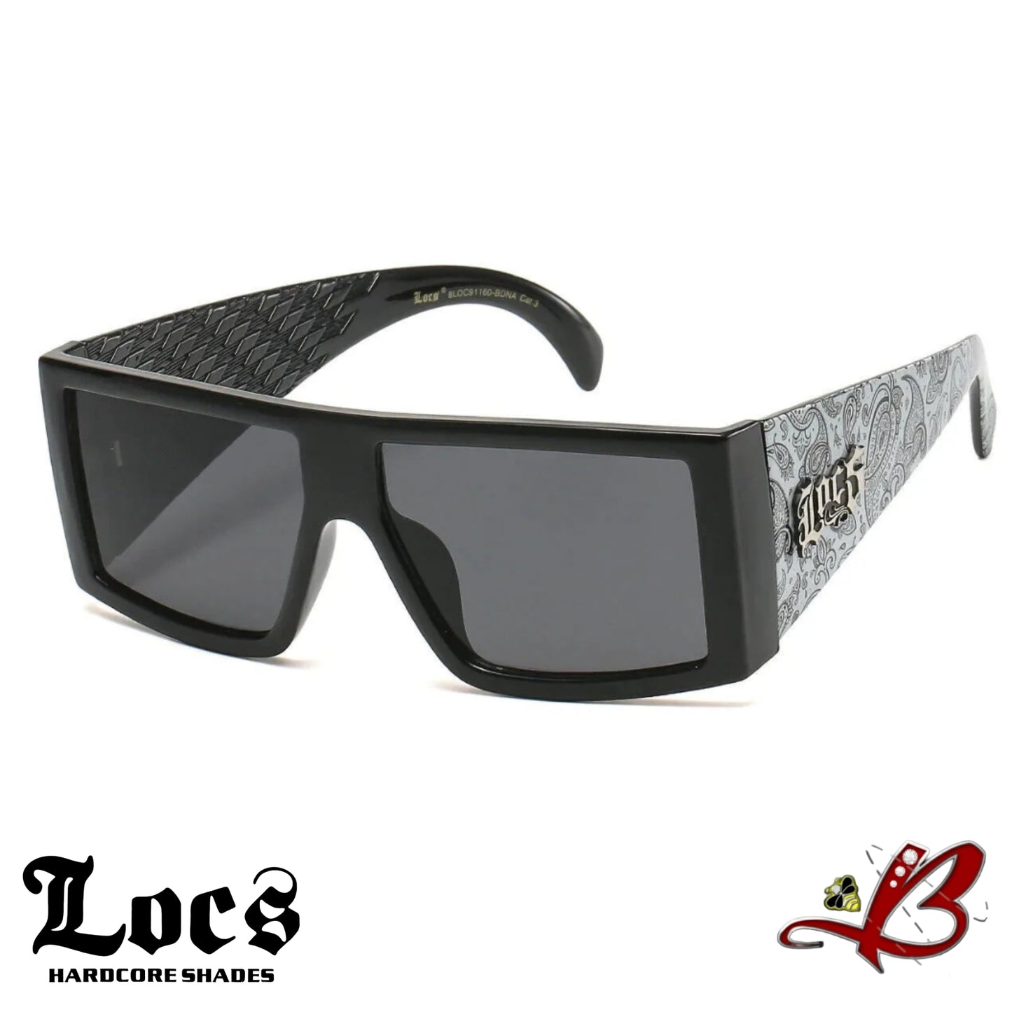 Locs Hardcore Shades OG Flat Top Square Lens Wide Arm Bandana Gangster Style Sunglasses 91160 BDNA