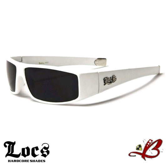 LOCS White Glossy Slim Fit Old School Classic OG Gangster Cholo Lowrider Rectangle Hardcore Shades Mens Womens Unisex Sunglasses | Original & Authentic Locs