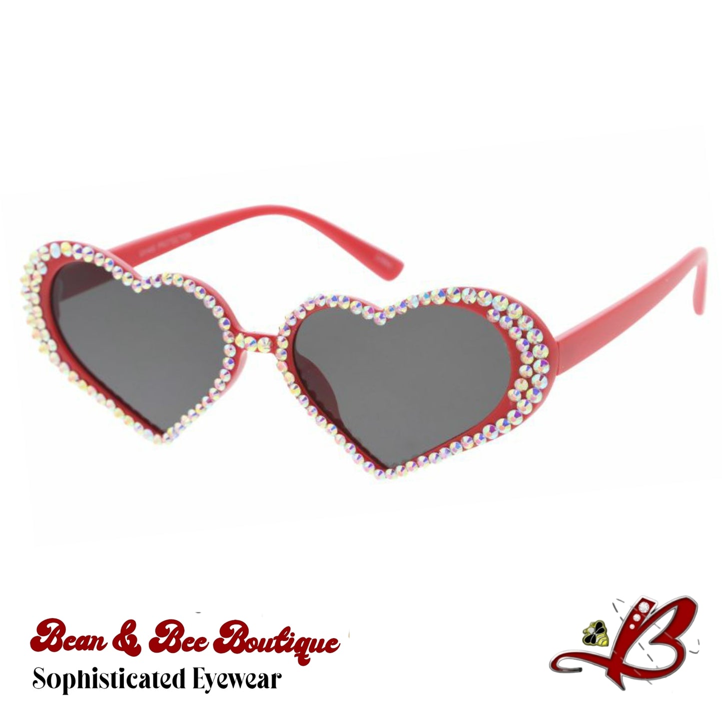 Eye Heart You Rhinestone Bling Outline Accent Luxury Designer Shades Full Rim Special Edition Heart Shaped Frame Vintage Modern 100% UV Protection Sunglasses