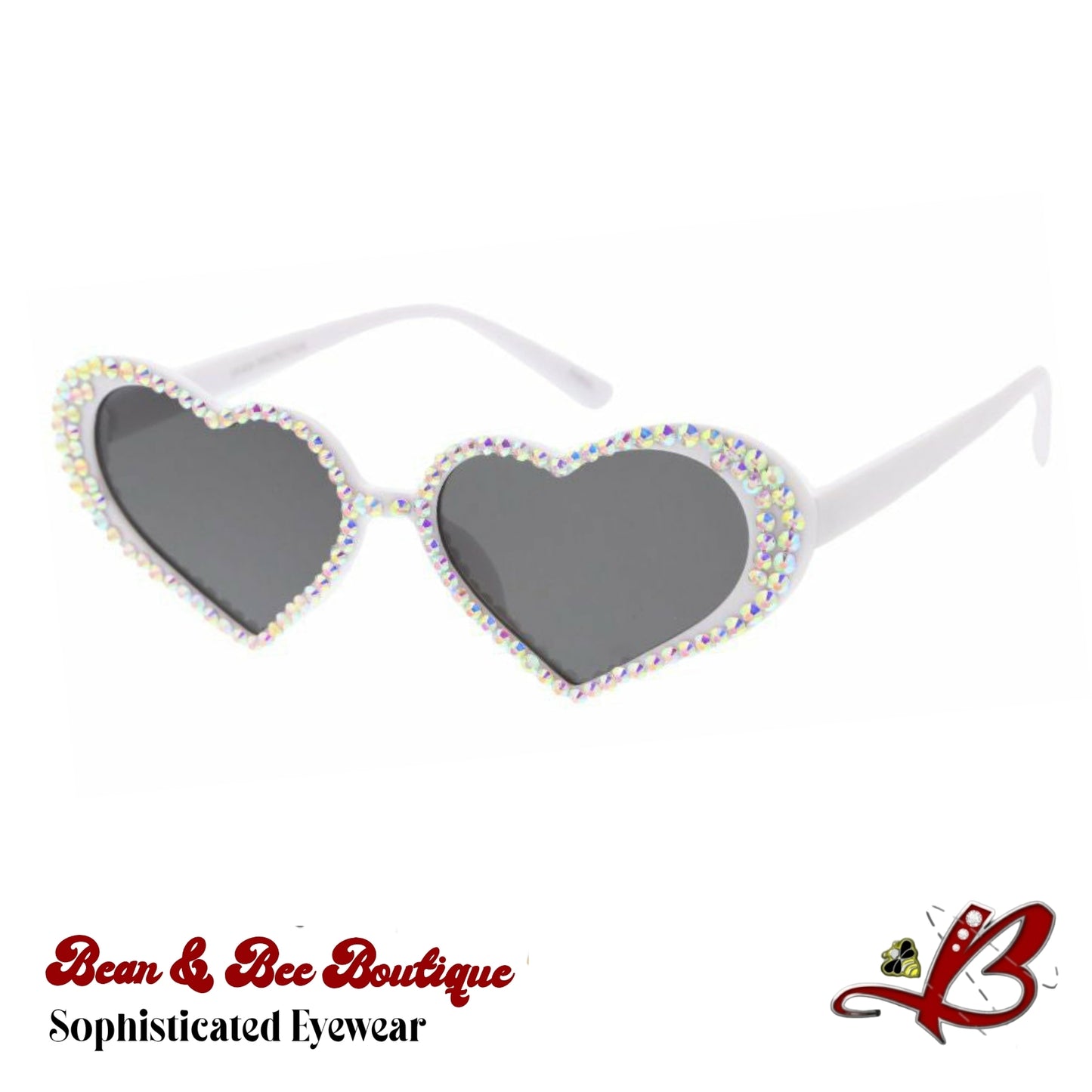 Eye Heart You Rhinestone Bling Outline Accent Luxury Designer Shades Full Rim Special Edition Heart Shaped Frame Vintage Modern 100% UV Protection Sunglasses
