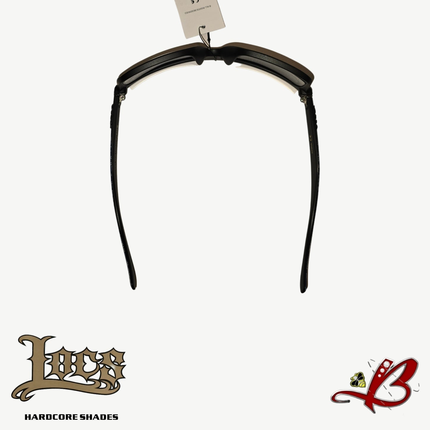 LOCS Retro Style Sunglasses Bandana Printed Temples Dark Lens Matte Black And White Frames for Men and Women