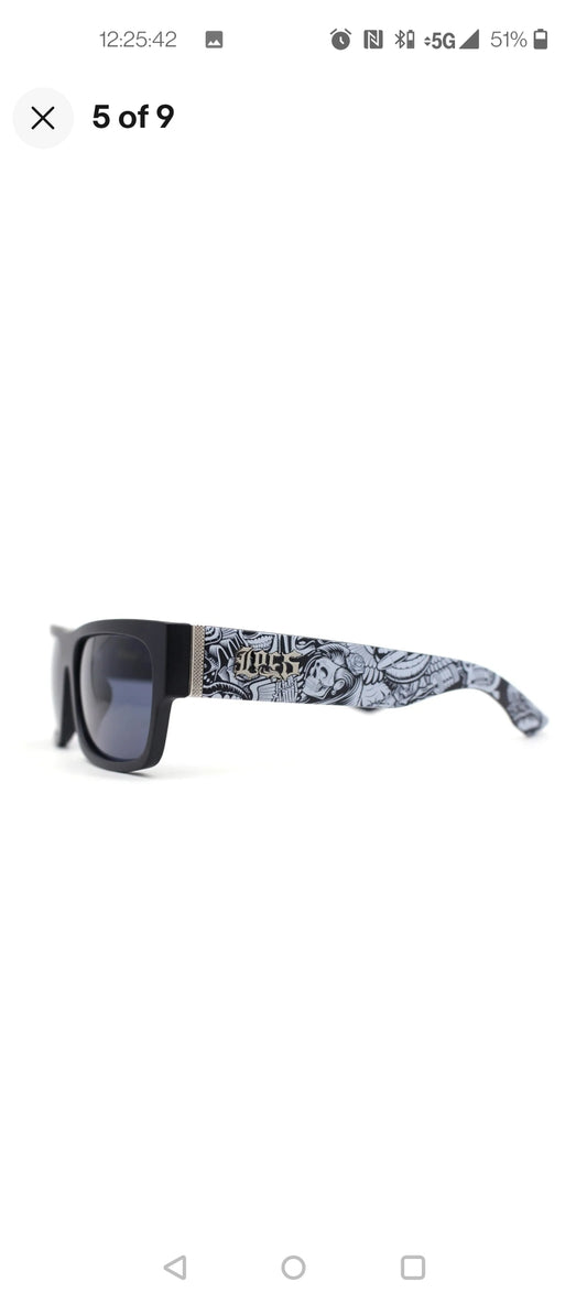 Locs Graffiti Skull Arm Cholo OG  Gangster Shades Black Sunglasses