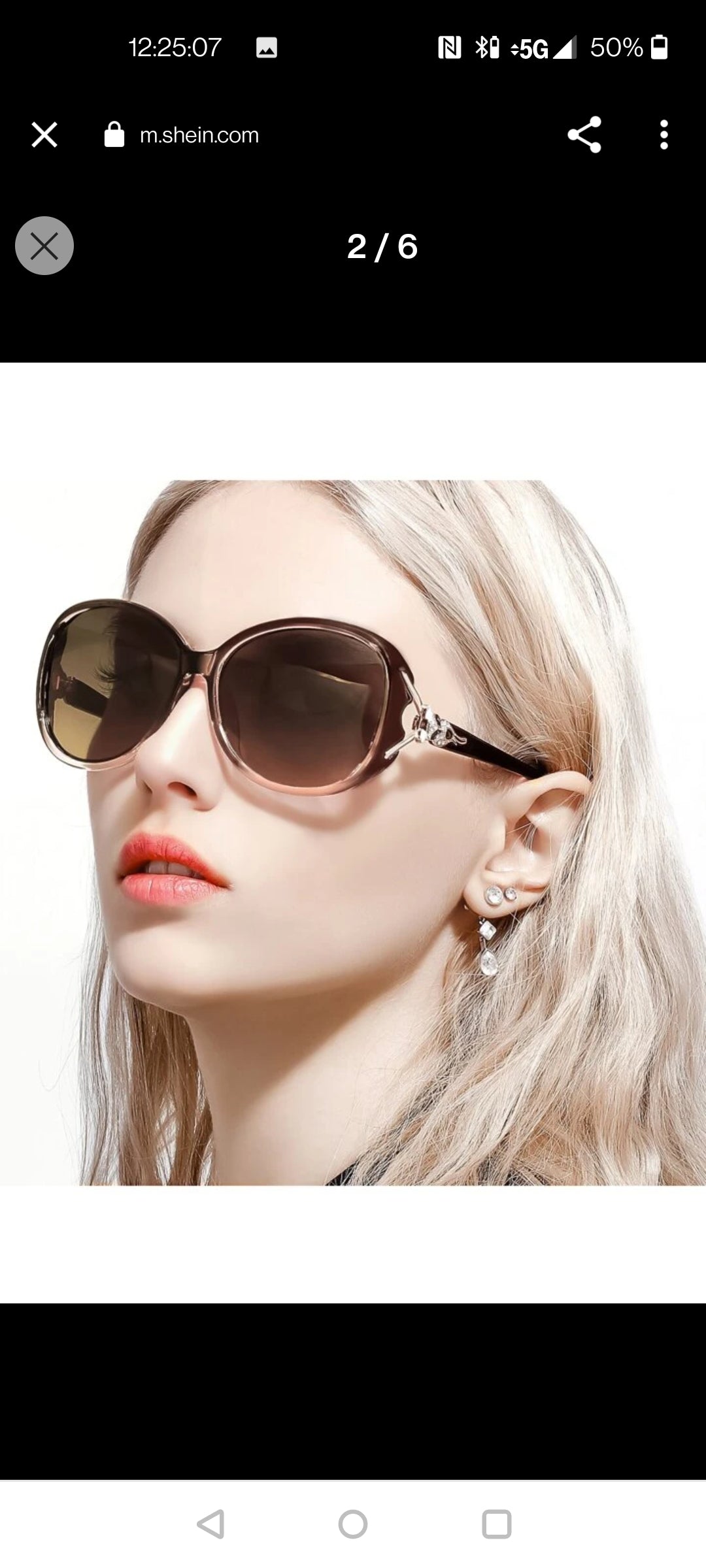 Large Frame Ladies Sunglasses with Fox Head Rhinestone Accent