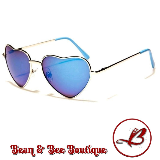 B&B Retro-Love Reflective Heart Shades Mirrored Heart Shaped Sunglasses for Women Oval Frame UV400 Protection Stylish Fashion Accessory