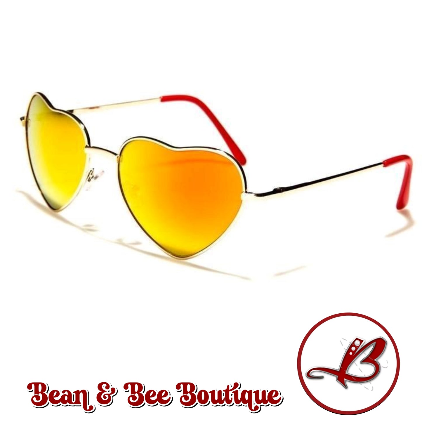 B&B Retro-Love Reflective Heart Shades Mirrored Heart Shaped Sunglasses for Women Oval Frame UV400 Protection Stylish Fashion Accessory