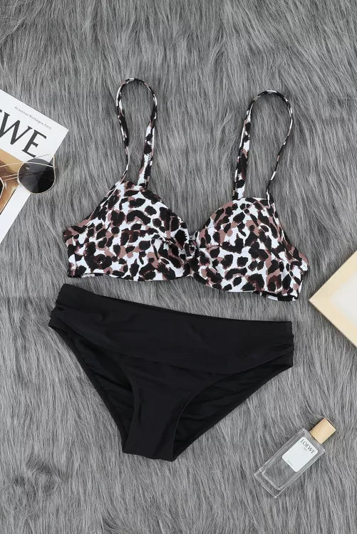 Leopard Twisted Top Bikini Set