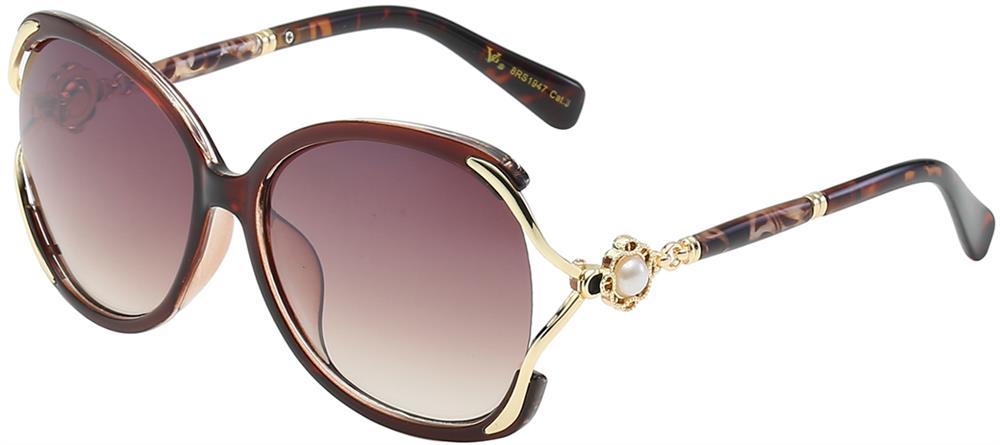VG Rhinestone Clamp Frame Pearl Accent Ladies Sunglasses