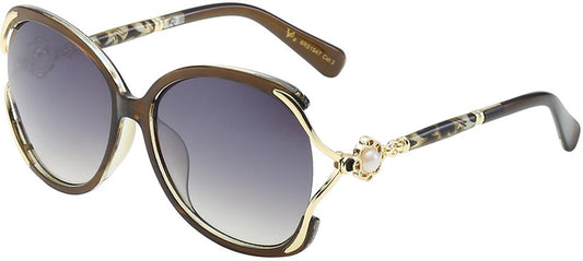 VG Rhinestone Clamp Frame Pearl Accent Ladies Sunglasses