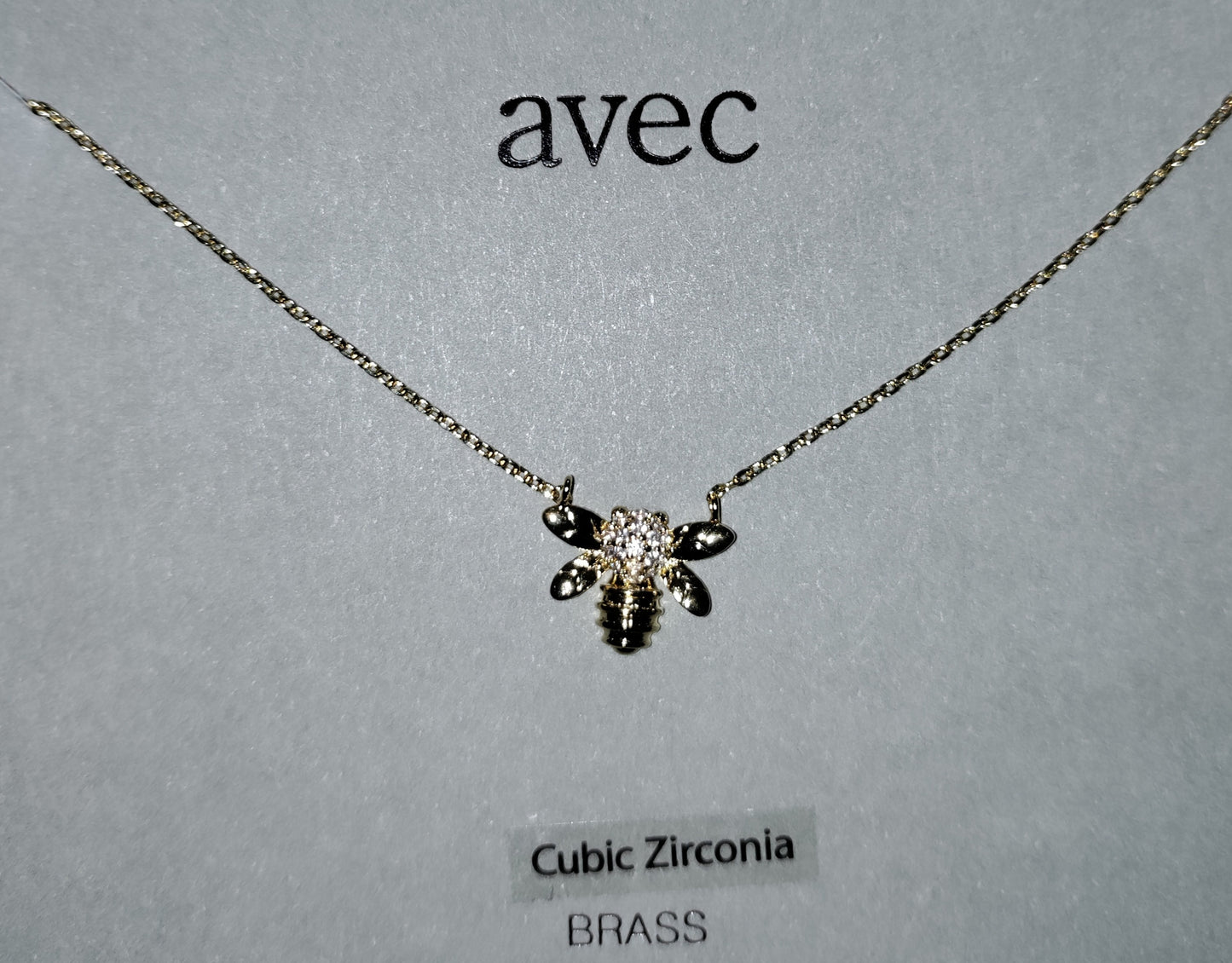 Gold Honeybee Cubic Zirconia Necklace