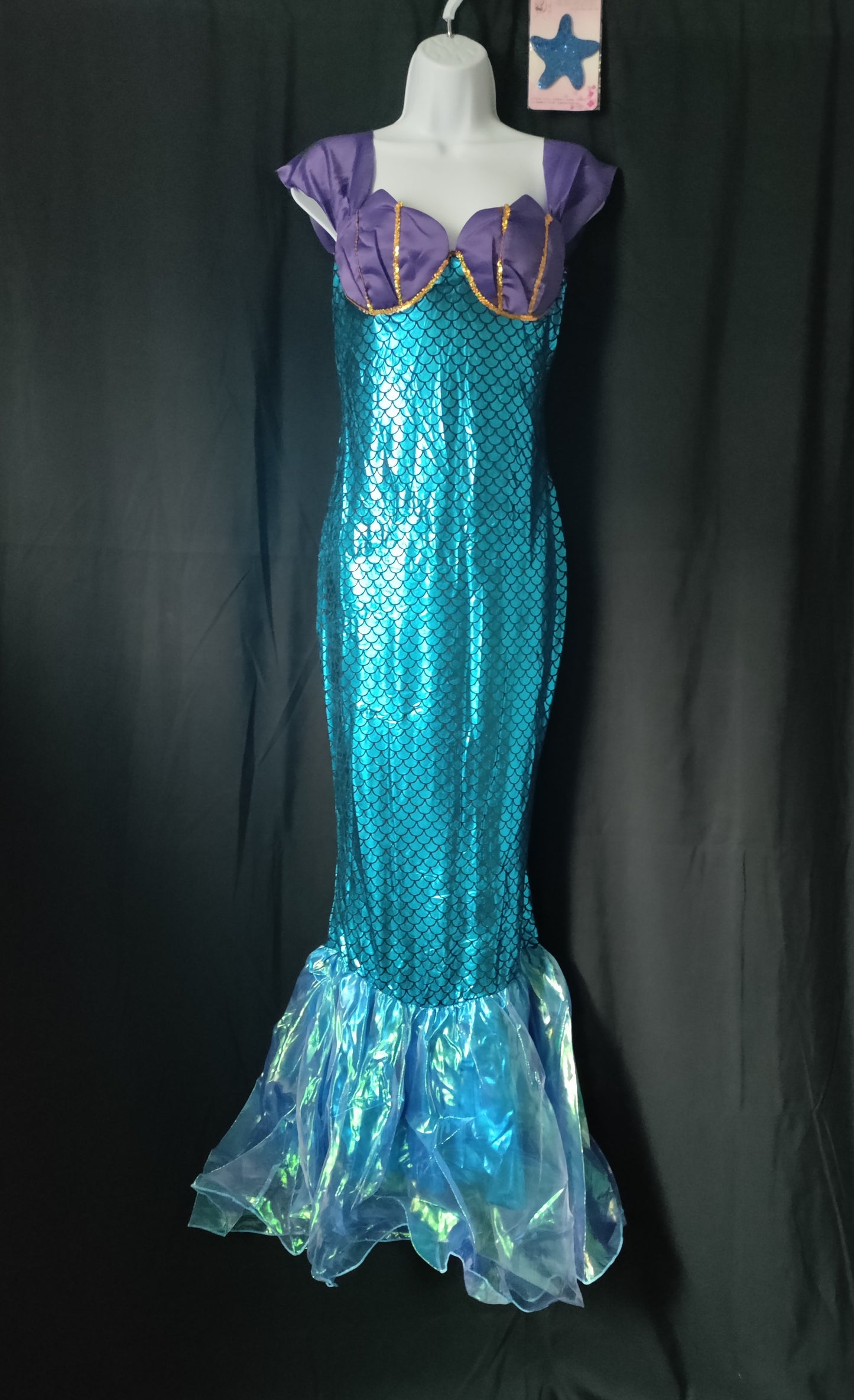 Mermaid Princess Fishtail Dress Costume w/Starfish headpiece