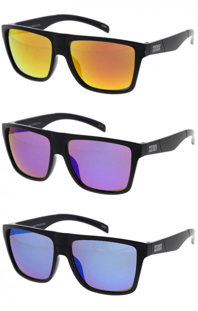 KUSH Flash Mirrored Lens Square Flat Top Sunglasses