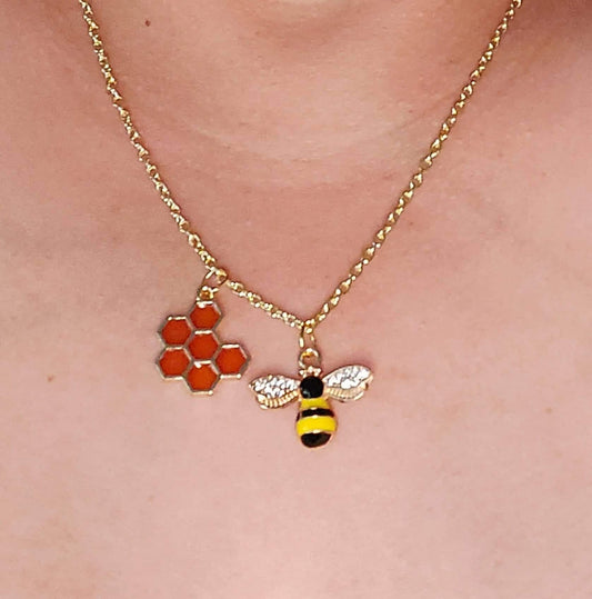 Queen Bee-utiful Honeycomb & Bee Necklace
