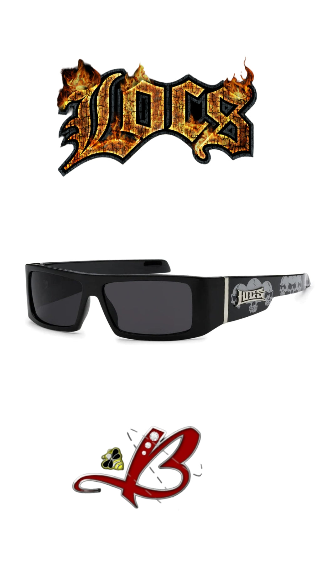 LOCS Hardcore Shades Flat Top Skull Sunglasses