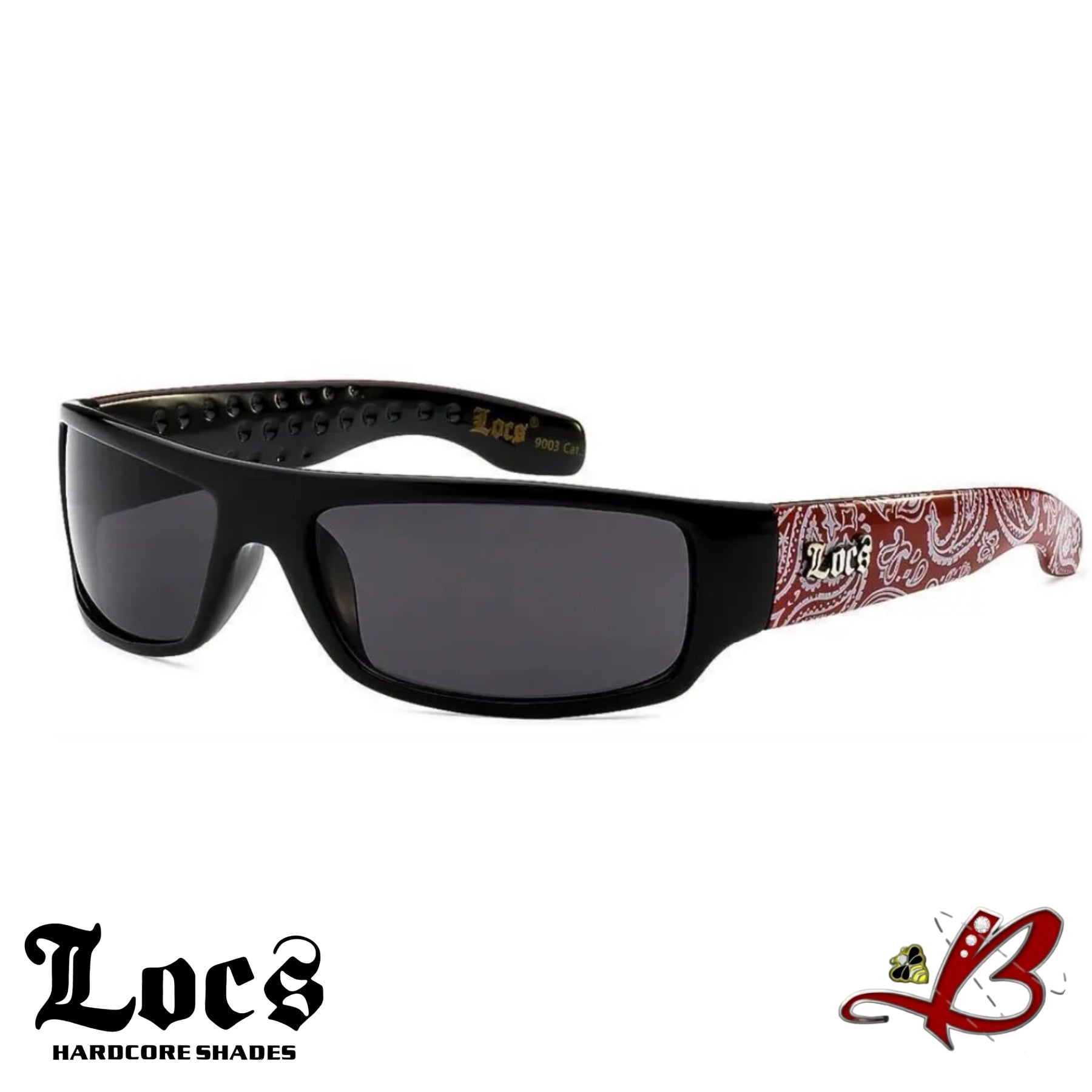 Locs Hardcore Bandana Print Two-Tone Sunglasses - Men's Fashion Shades With UV Protection (White)