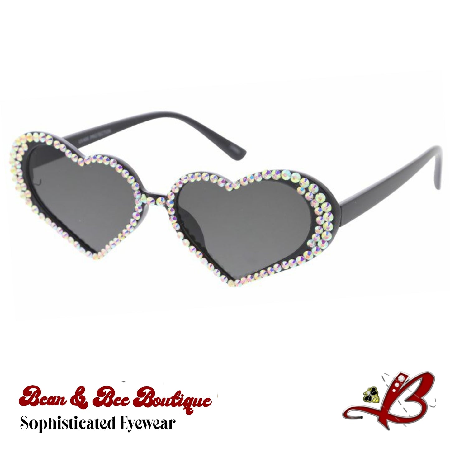 Eye Heart You Rhinestone Bling Outline Accent Luxury Designer Shades Full Rim Special Edition Heart Shaped Frame Vintage Modern 100% UV Protection Sunglasses