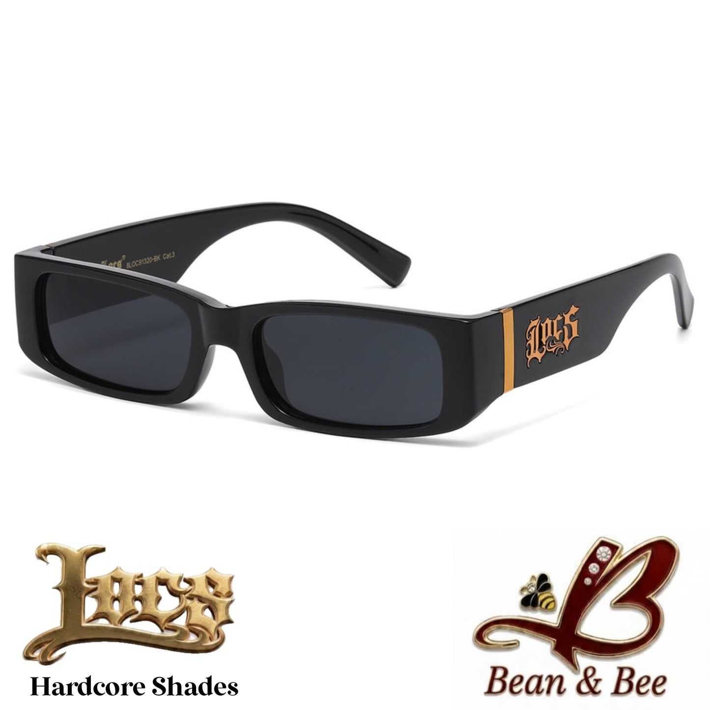 Locs Cruiser Kings Hardcore Shades | LOCS Streetwear Sunglasses — Silver & Gold Hardware