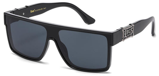 LOCS Gravedigger Hardcore Shades | New Syle Logo Design   Featuring the Iconic Gothic Metal Logo in Crypt Chrome (Silver) Tombstone Gold | Bold New Shield Frame Design – Genuine Authentic Locs Classic 8LOC91324-BK