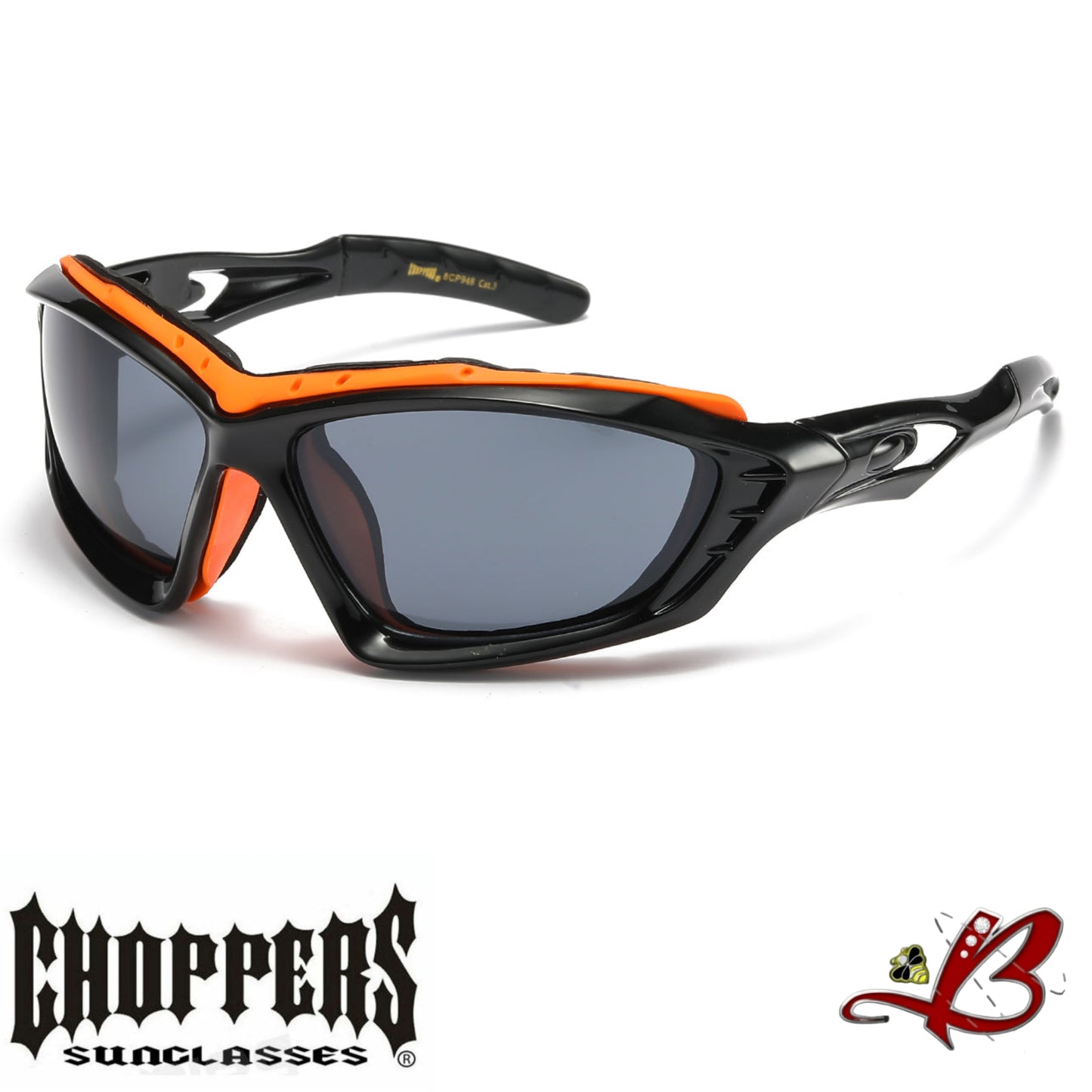 CHOPPERS Black Mesa Shades Large Wraparound Gloss Frame Finish Wind Impact Resistant Foam Padded Glasses Motorcycle Riding Sunglasses UV Protection Biker Ridaz Driving Cruiser Sunglasses | Genuine Authentic Original Choppers Brand Sunglasses