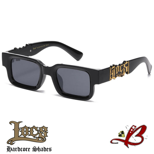 Locs Monolith: Hardcore Shades with Ultra-Thick Slab Frames and Big Gold Cutout Logo Architecture | Genuine Original Authentic Classic Locs Sunglasses