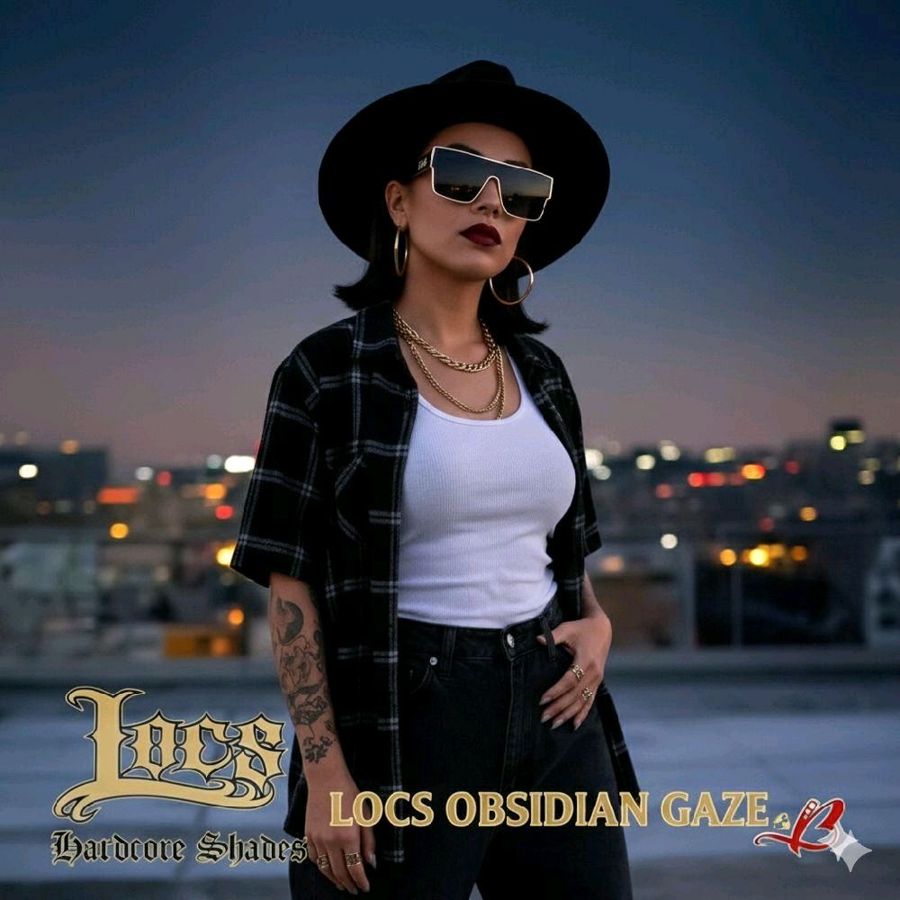 Locs Obsidian Eyes Hardcore Shades Unisex Flat Top Sunglasses Wire Frame Bold Y2K 18s Rectangle Shield Frame, Wide Oversized Sunglasses Retro Modern Hip Hop Style Logo Temple Detail | Original Authentic Genuine Locs Gafas De Sol