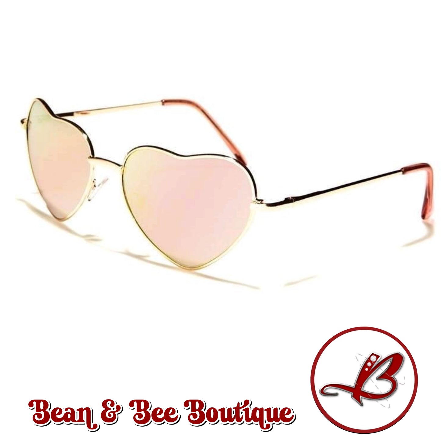 B&B Retro-Love Reflective Heart Shades Mirrored Heart Shaped Sunglasses for Women Oval Frame UV400 Protection Stylish Fashion Accessory