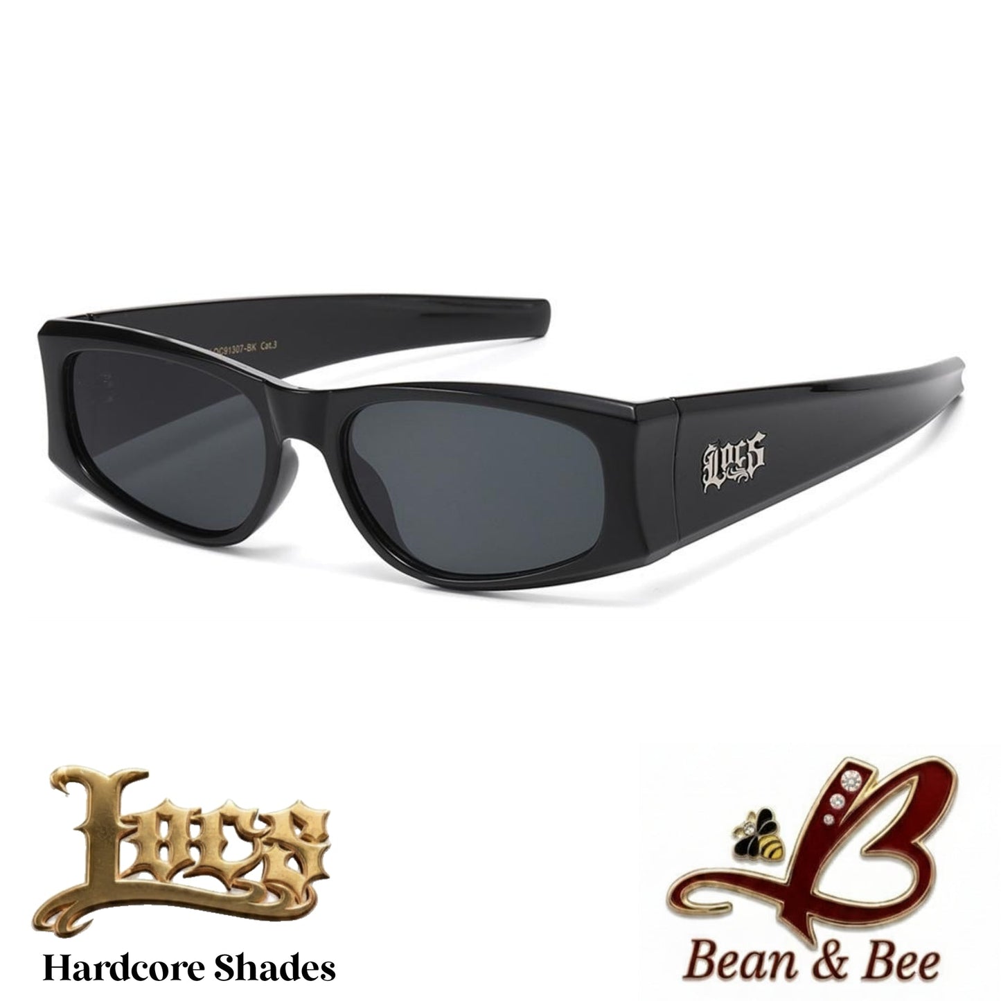 Locs Hawaiian Heatwave Hardcore Sunglasses | Dark Black Out Shades | Heavy Duty West Coast Island Style UV400 91307