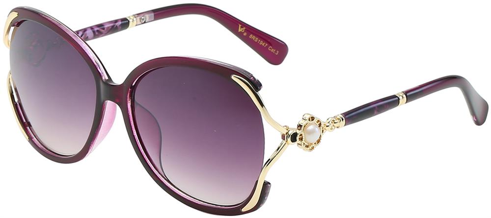 VG Rhinestone Clamp Frame Pearl Accent Ladies Sunglasses