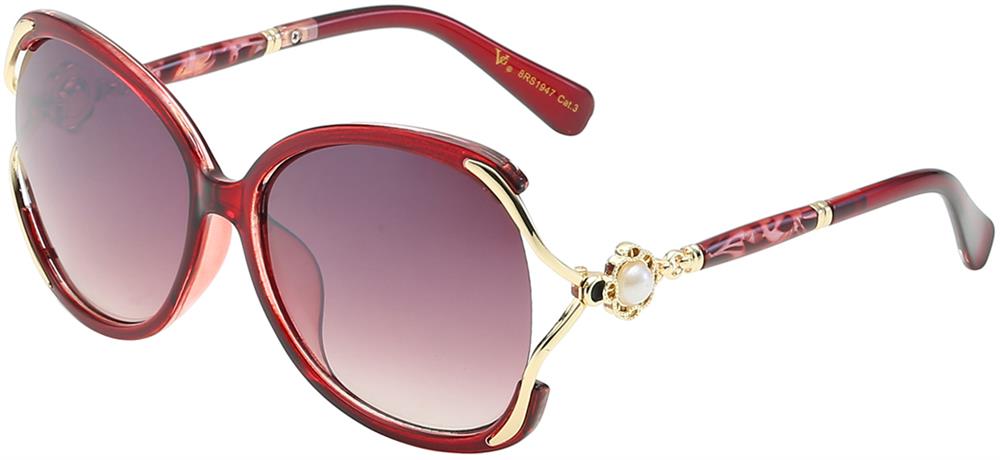 VG Rhinestone Clamp Frame Pearl Accent Ladies Sunglasses