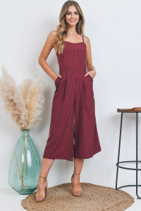 Burgundy Pinstripe Jumpsuit